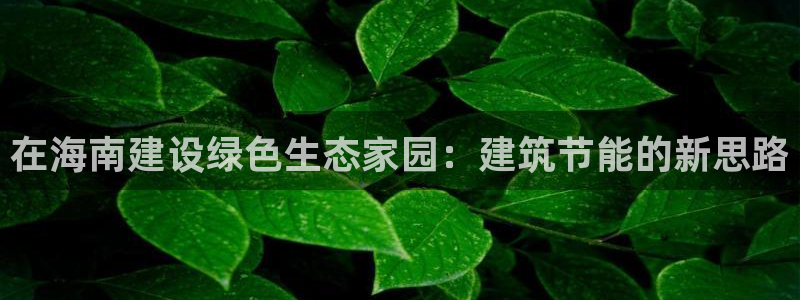 e尊国际娱乐官网地址：在海南建设绿色生态家园：建筑节能的新思路